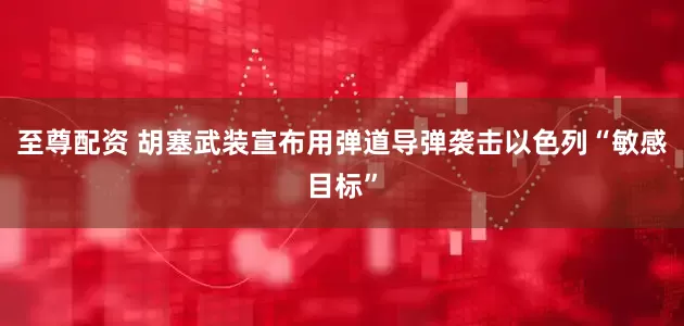 至尊配资 胡塞武装宣布用弹道导弹袭击以色列“敏感目标”