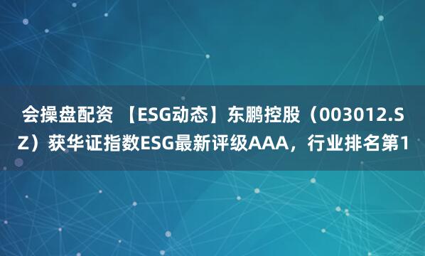 会操盘配资 【ESG动态】东鹏控股（003012.SZ）获华证指数ESG最新评级AAA，行业排名第1